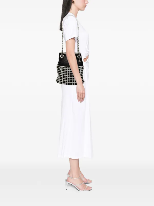 CHANEL Pre-Owned 2014-2015 ココマーク メッシュ＆カーフスキン