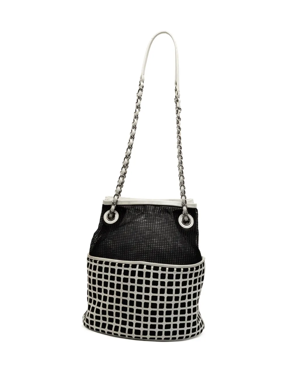 シャネル ココマーク ハンド バッグ バケツ型 バケット ホワイト. CHANEL Pre-Owned 2014-2015 ココマーク メッシュ＆カーフスキン