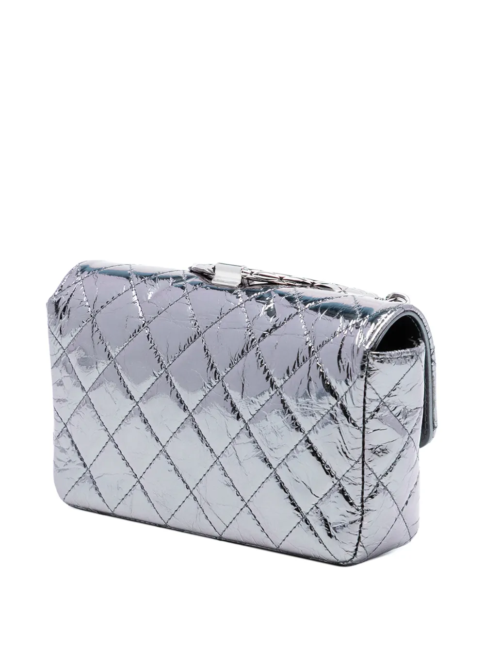 2020 Mini Quilted Metallic Calfskin Ring Top Handle Flap Satchel
