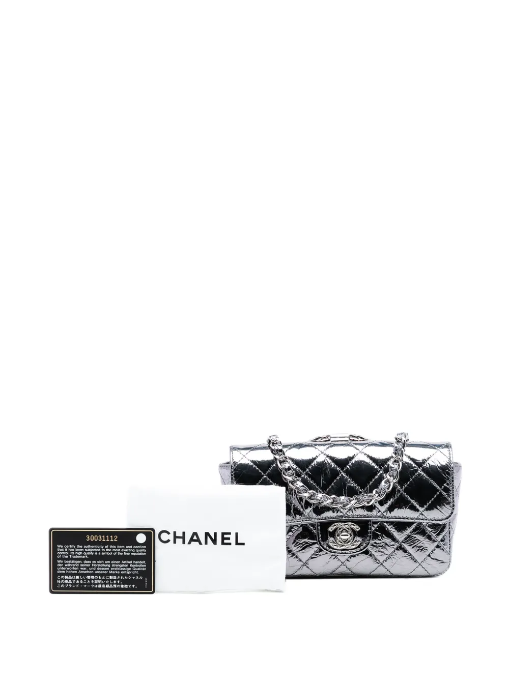 2020 Mini Quilted Metallic Calfskin Ring Top Handle Flap Satchel