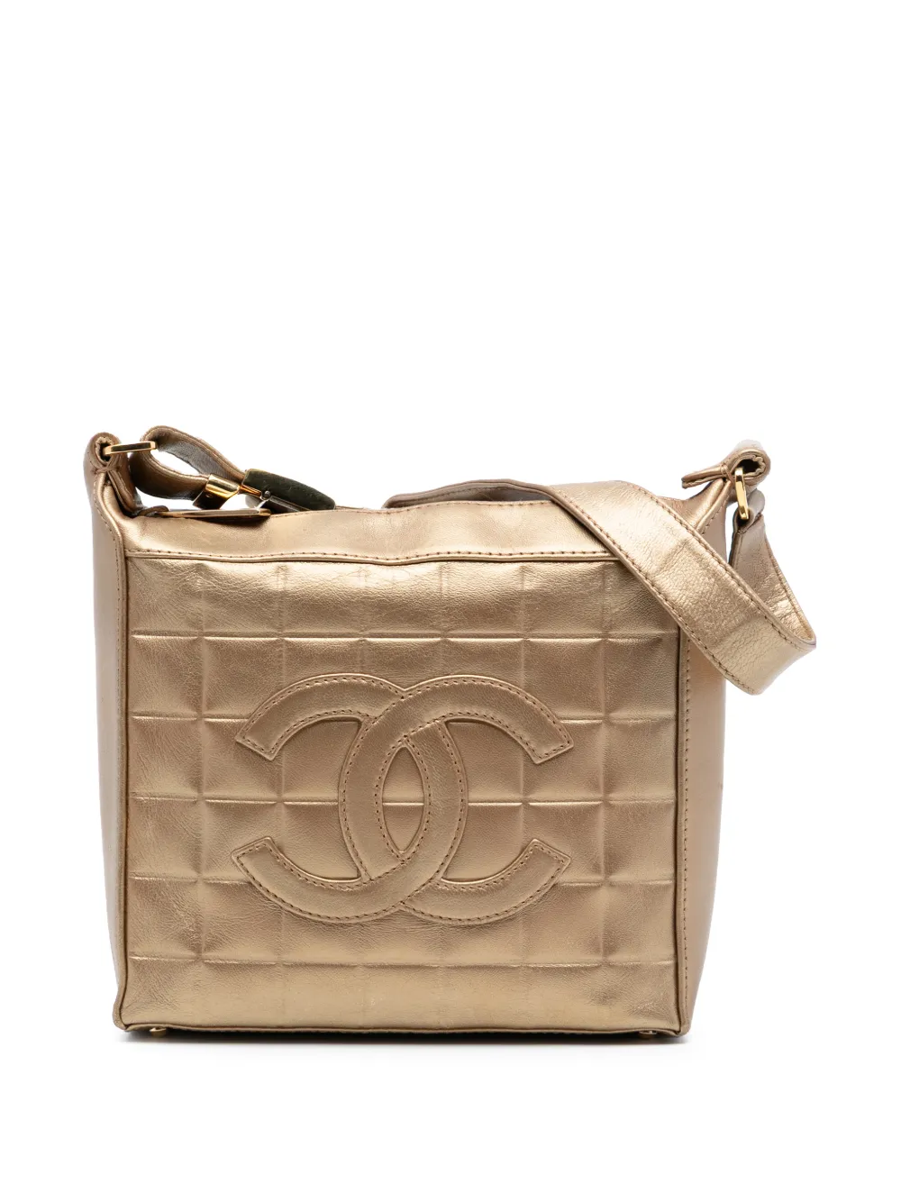CHANEL Pre-Owned 2000-2002 CC Chocolate Bar Metallic Lambskin shoulder bag - Oro