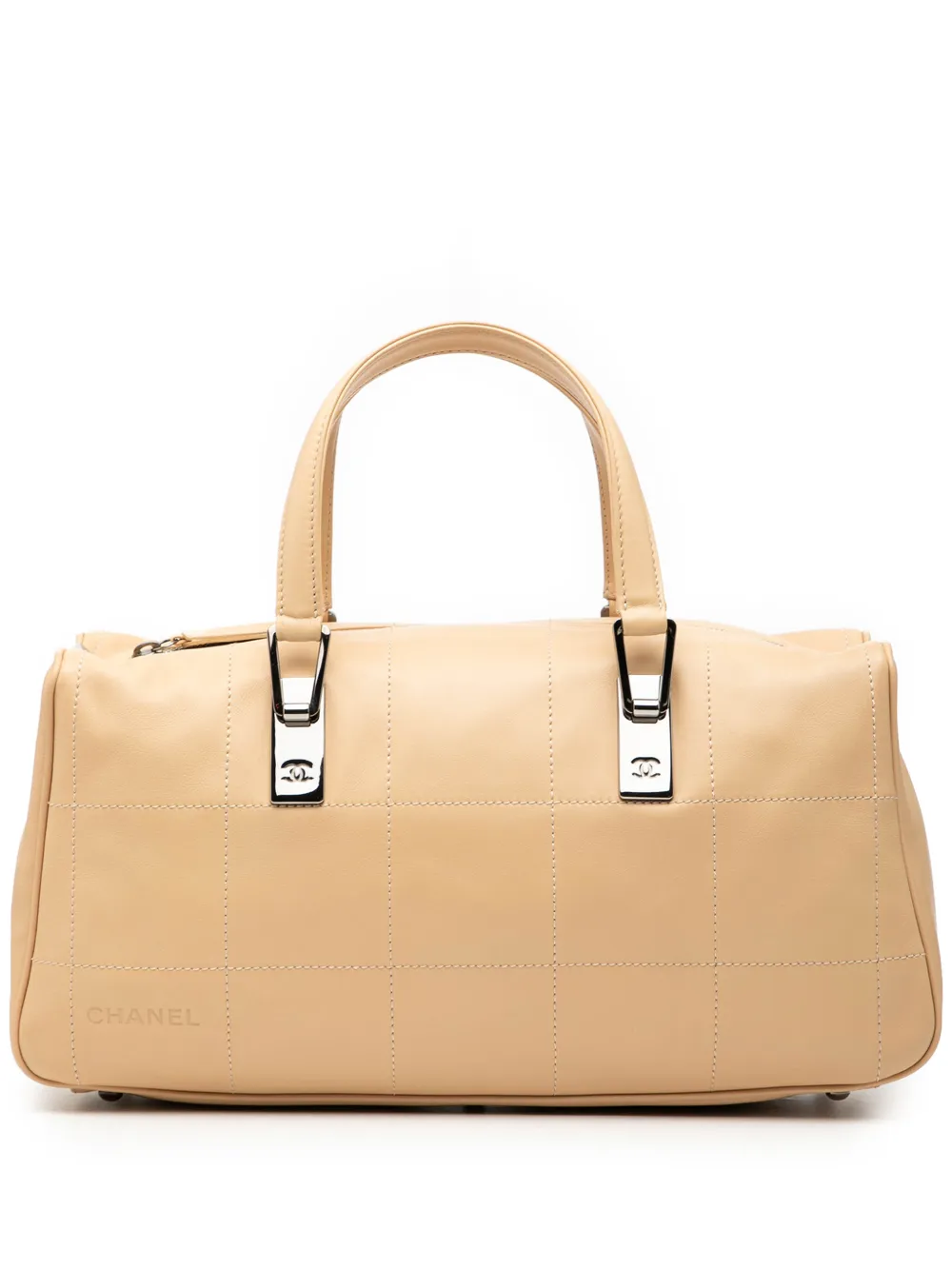 CHANEL Pre-Owned Borsa a mano CC squadrata in pelle di agnello trapuntata 2002-2003 - Marrone