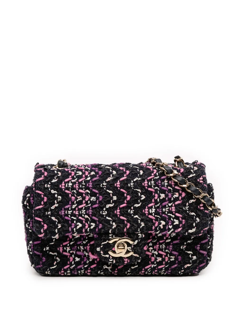 CHANEL Pre-Owned 2021 Mini Rectangular Classic Multicolor Cotton Stitched Single Flap crossbody bag - Nero