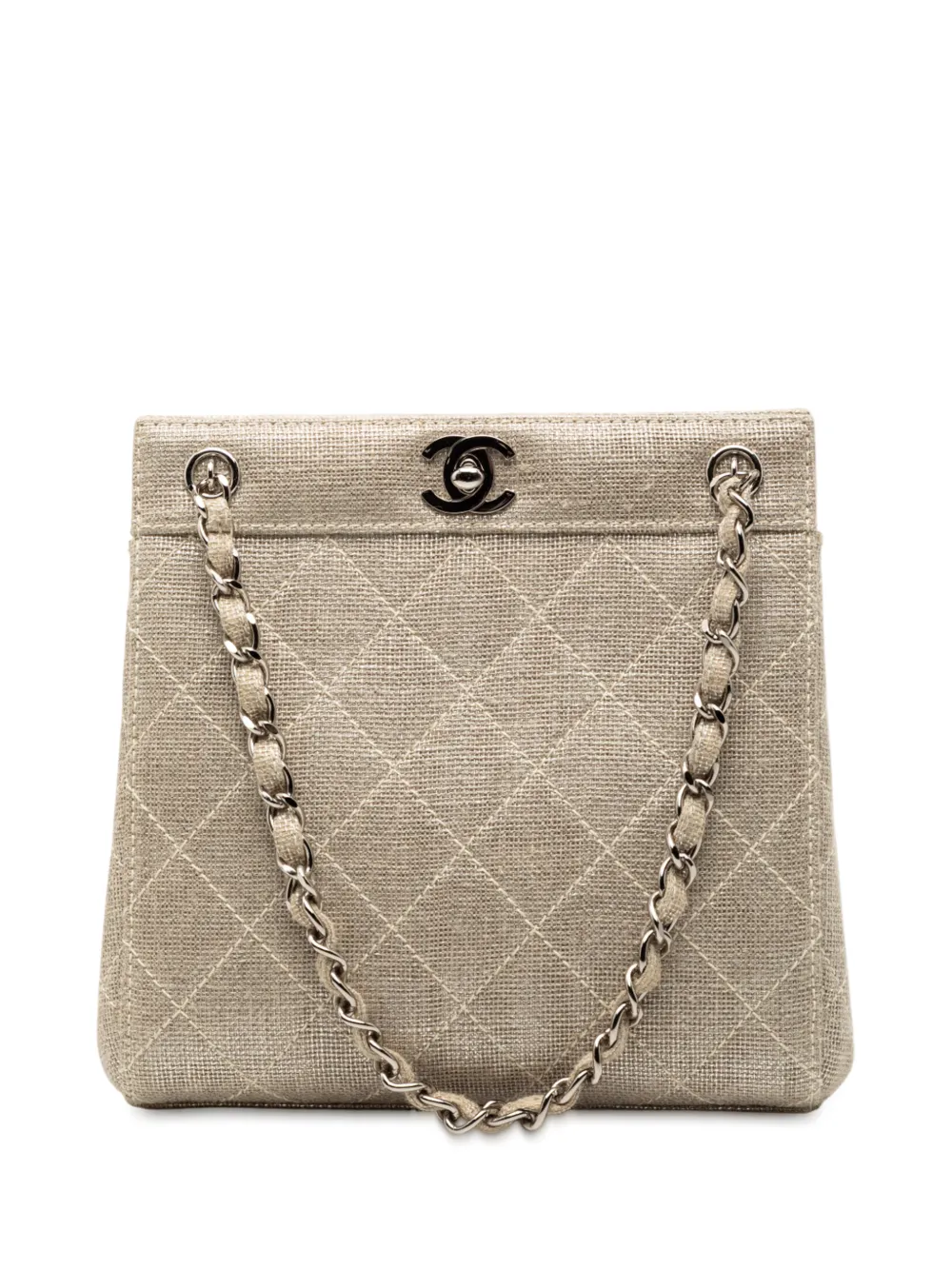 CHANEL Pre-Owned 1997-1999 Mini CC Stitched Linen Chain tote bag - Marrone