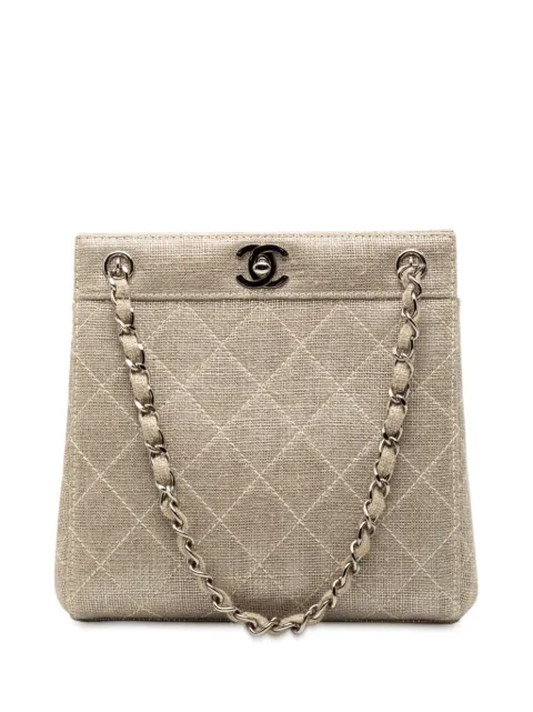 CHANEL Pre-Owned 1997-1999 Mini CC Stitched Linen Chain tote bag