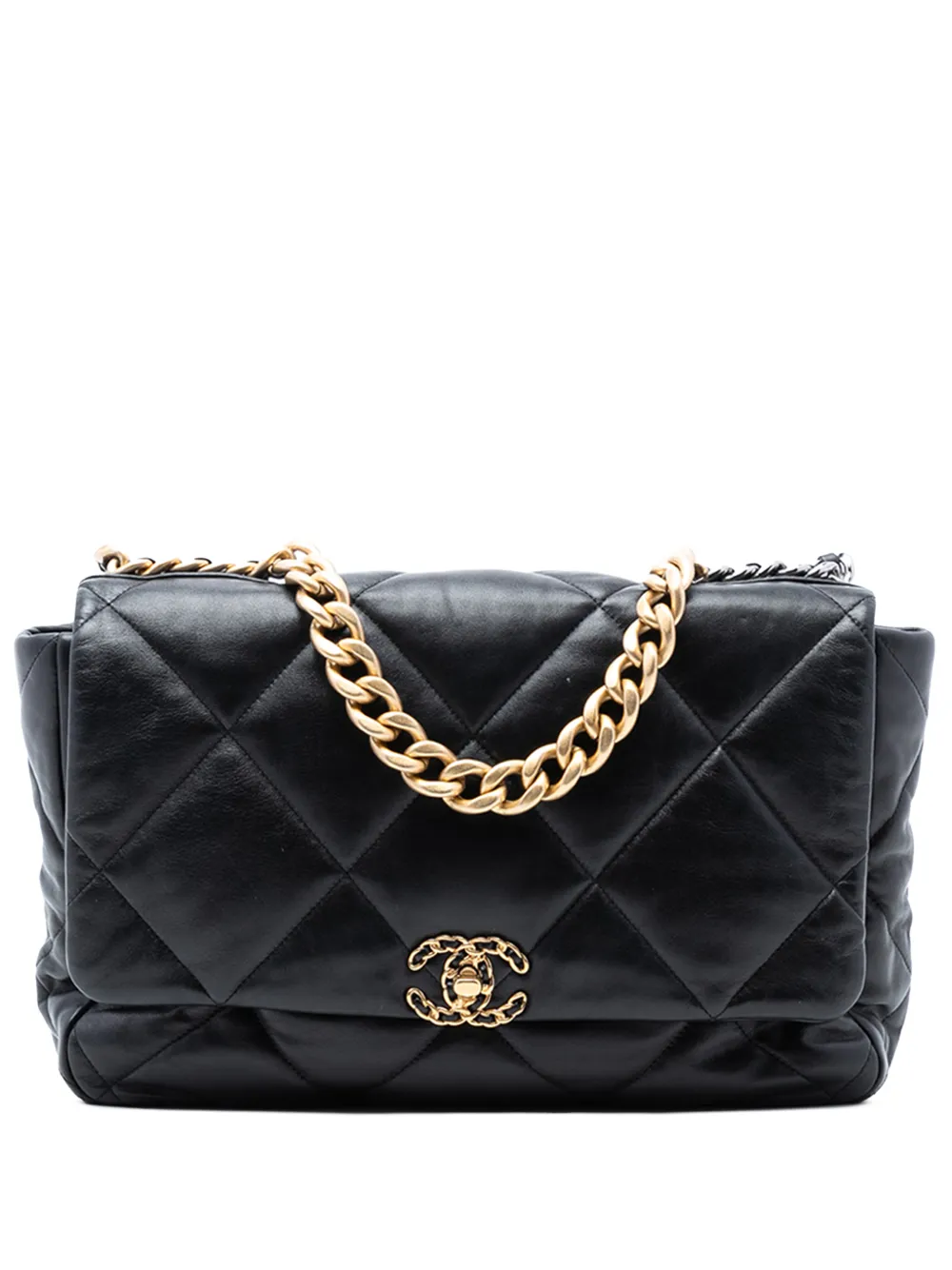 CHANEL Pre-Owned 2021-2025 Maxi Lambskin 19 Flap satchel - Nero