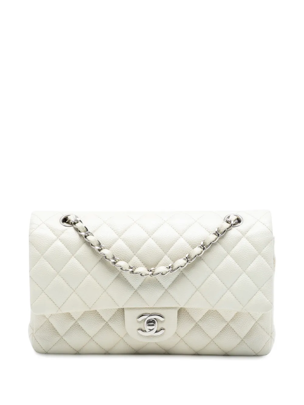 CHANEL Pre-Owned 2014-2015 Medium Classic Caviar Double Flap shoulder bag - Bianco
