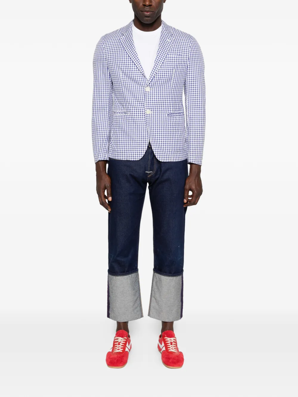  Comme Des Garçons Homme Checked Blazer - Blue 