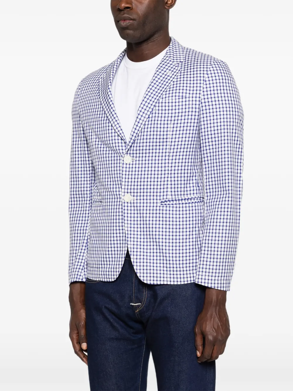  Comme Des Garçons Homme Checked Blazer - Blue 