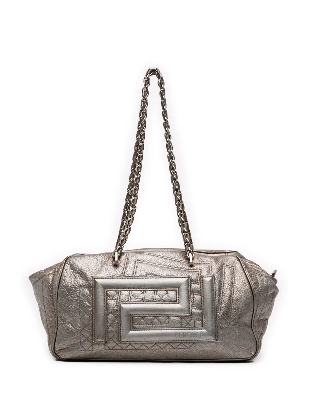 Versace Pre-Owned 2010-2026 Quilted Metallic Leather Chain shoulder bag - Argento