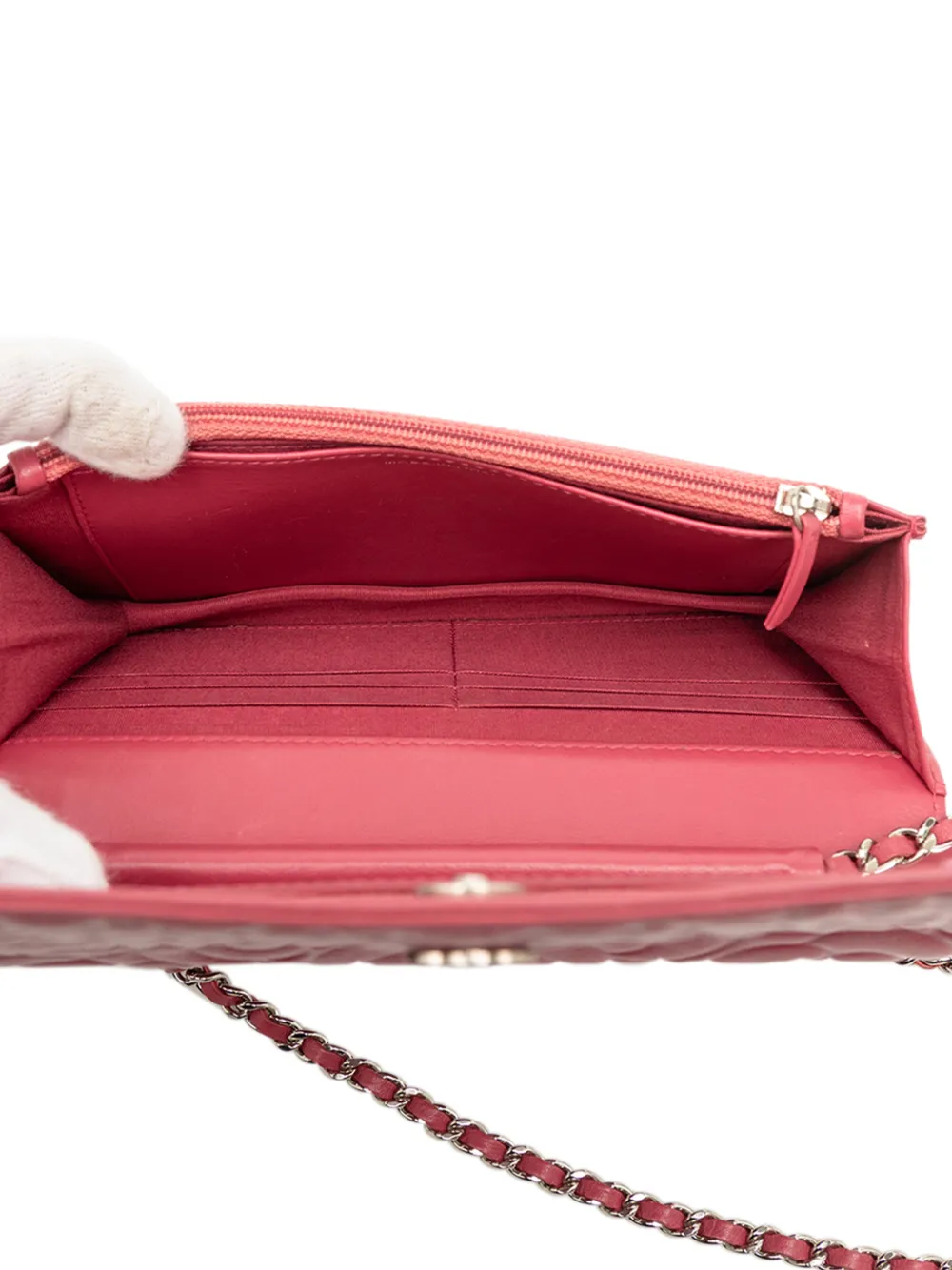 2017-2018 Cc Embossed Lambskin Camellia Wallet On Chain Crossbody Bag