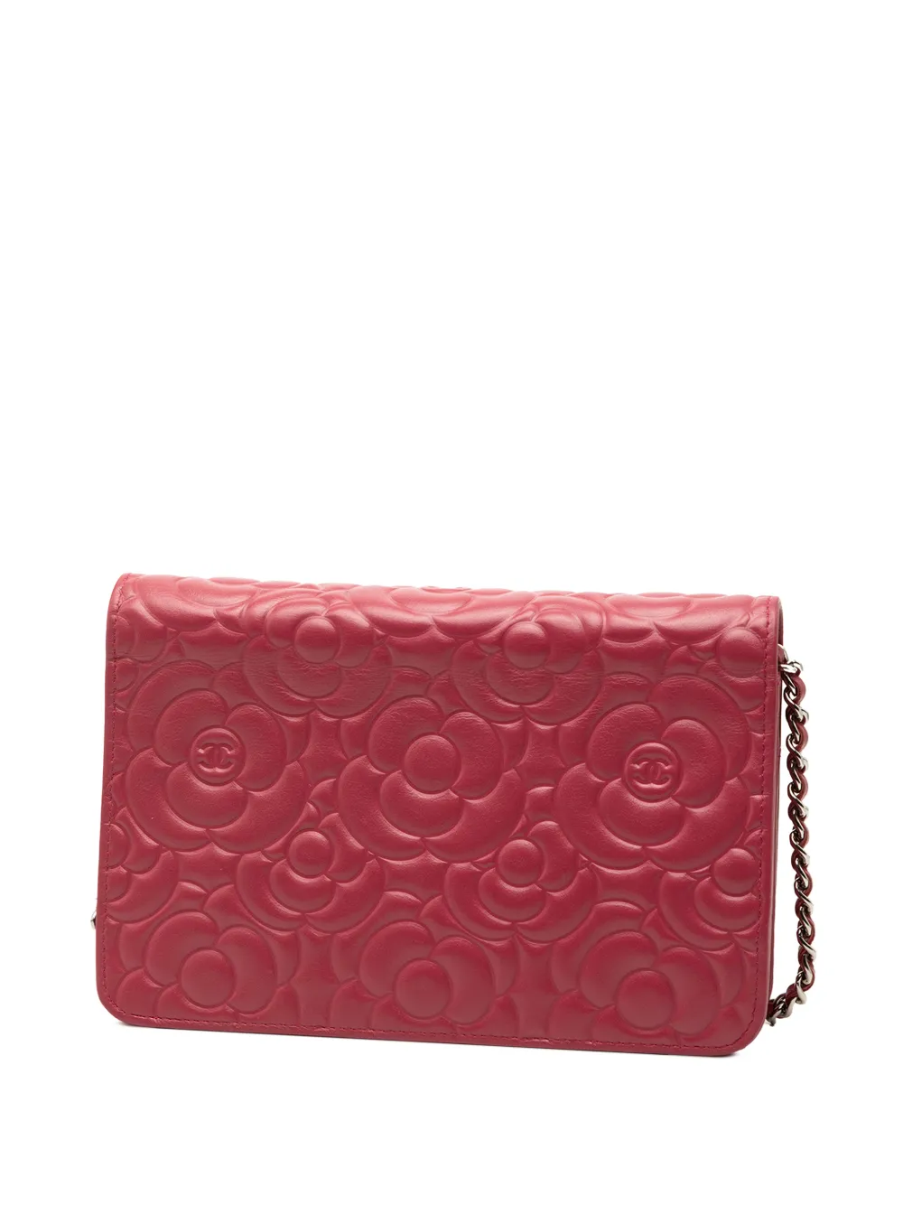2017-2018 Cc Embossed Lambskin Camellia Wallet On Chain Crossbody Bag
