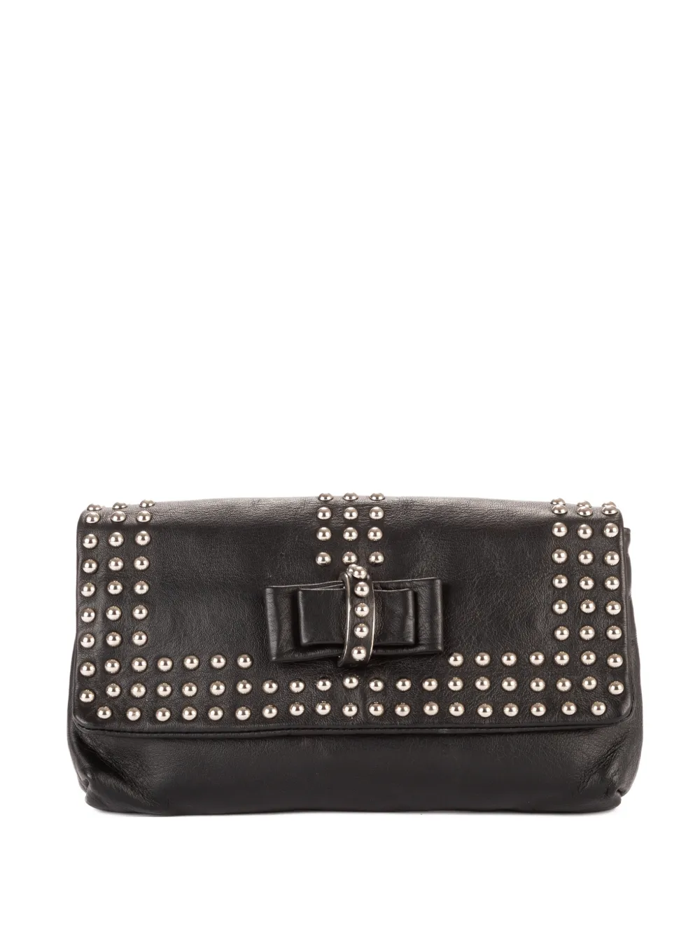 Christian Louboutin Pre-Owned Sweet Charity studded bow-detail clutch bag - Nero