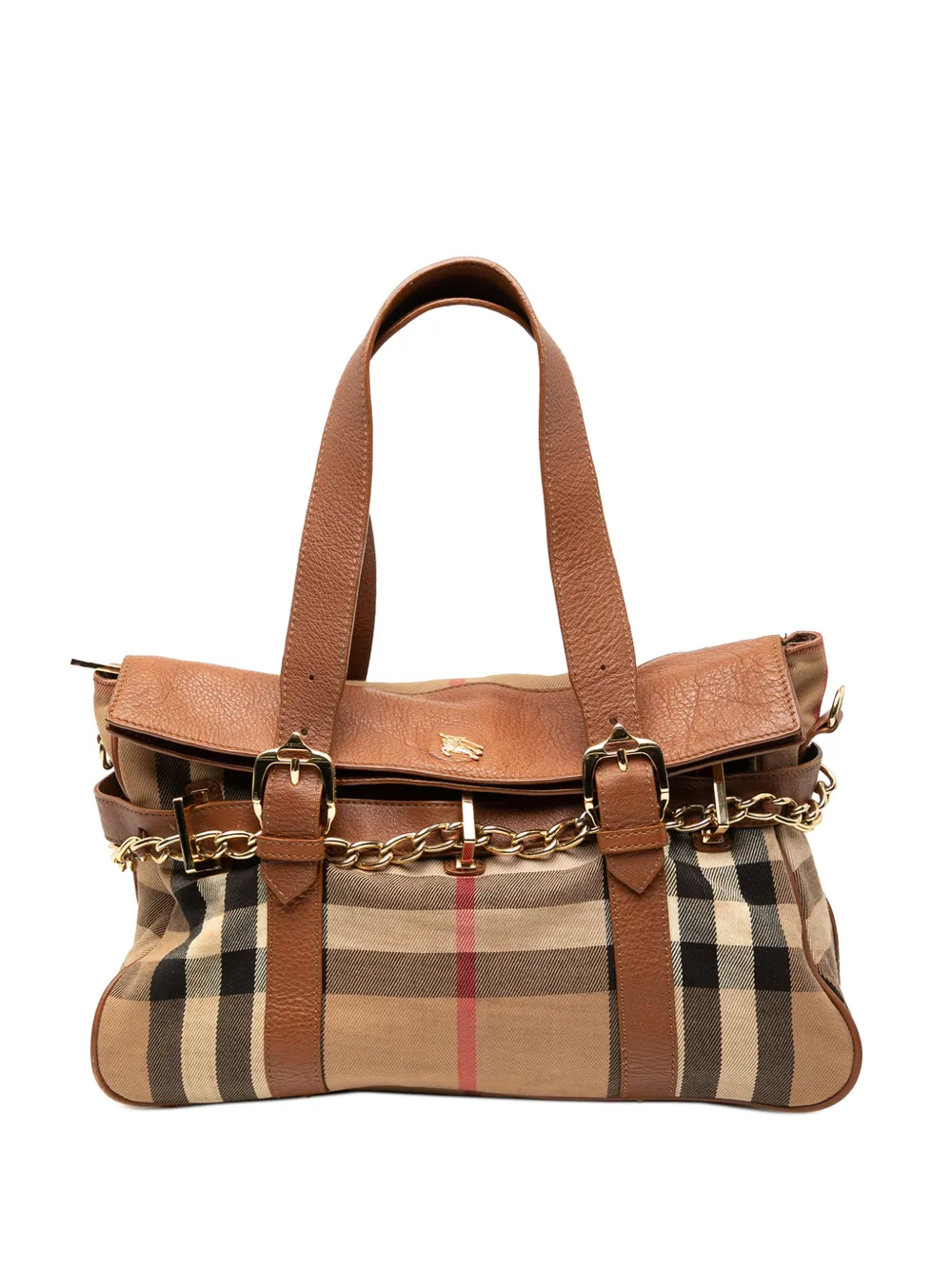 Burberry Pre-Owned 2000-2017 Leather Trimmed House Check Canvas handbag - Marrone