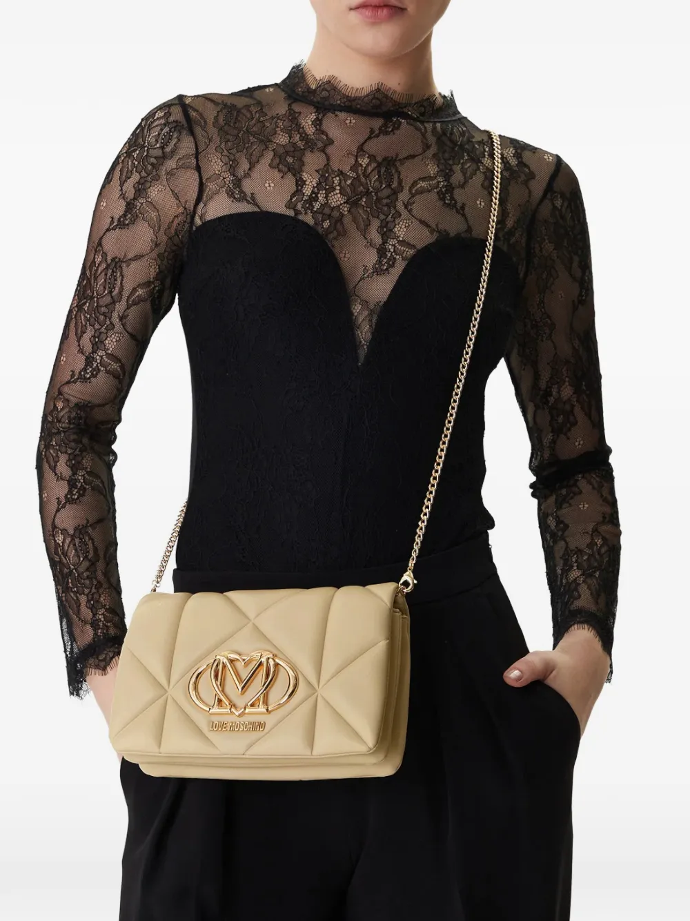 Love Moschino Gewatteerde crossbodytas Beige