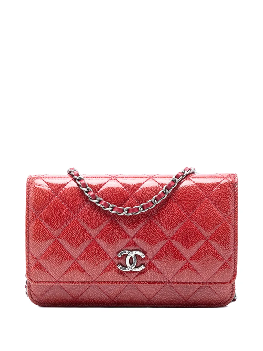 CHANEL Pre-Owned 2014 Paris Dallas CC Quilted Patent Goatskin Wallet on Chain crossbody bag - Rosso