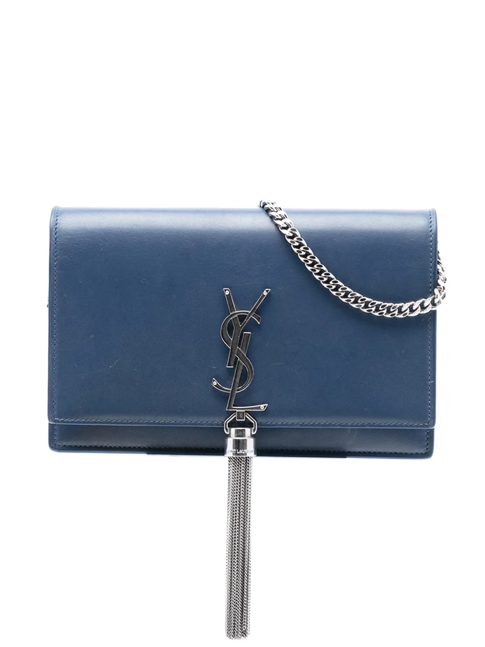 Saint Laurent Pre-Owned 2017 Smooth Calfskin Monogram Kate Tassel Wallet on Chain crossbody bag - Blu