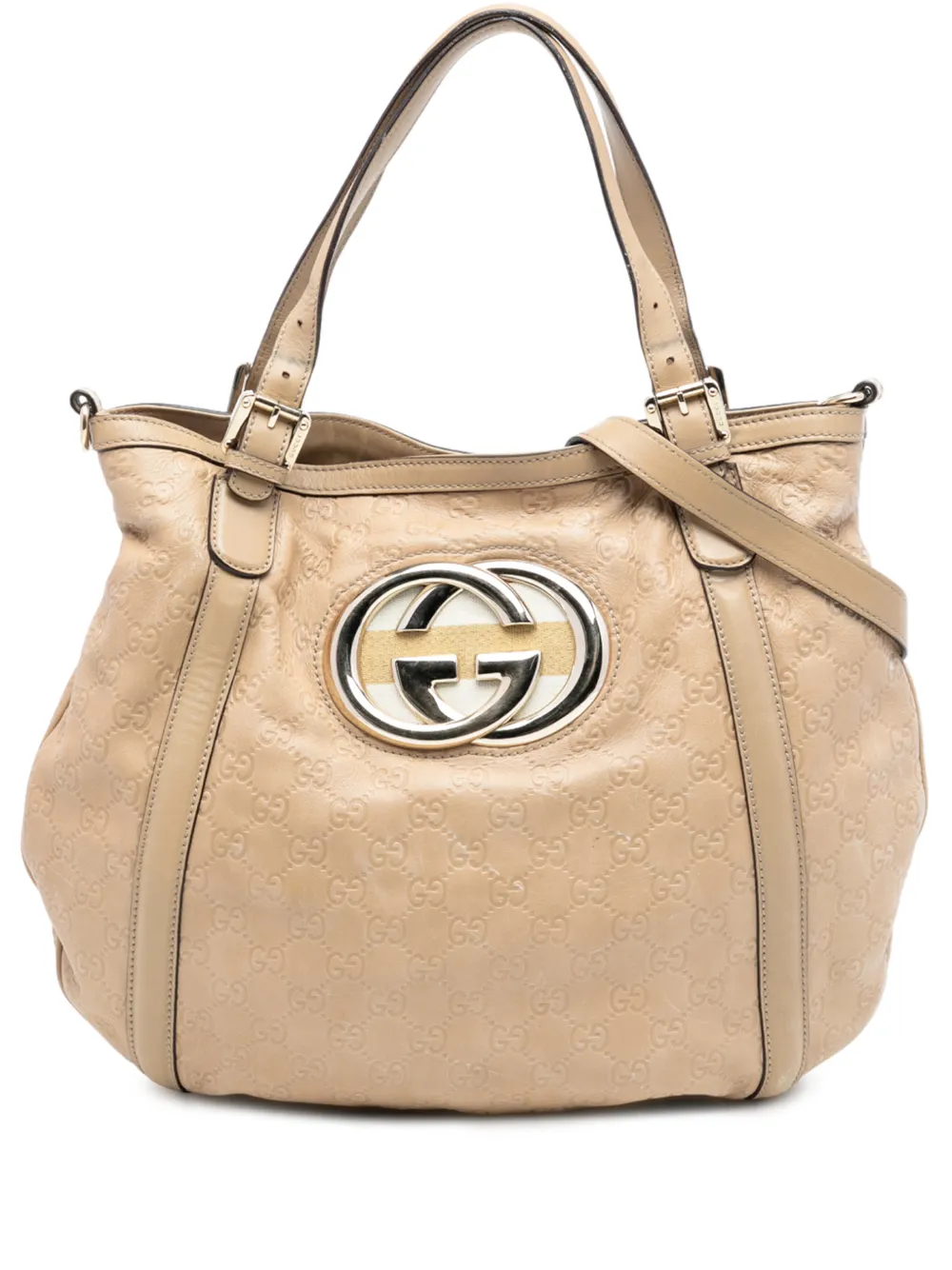 Gucci Pre-Owned 2000-2015 Medium Guccissima Web Britt satchel - Marrone