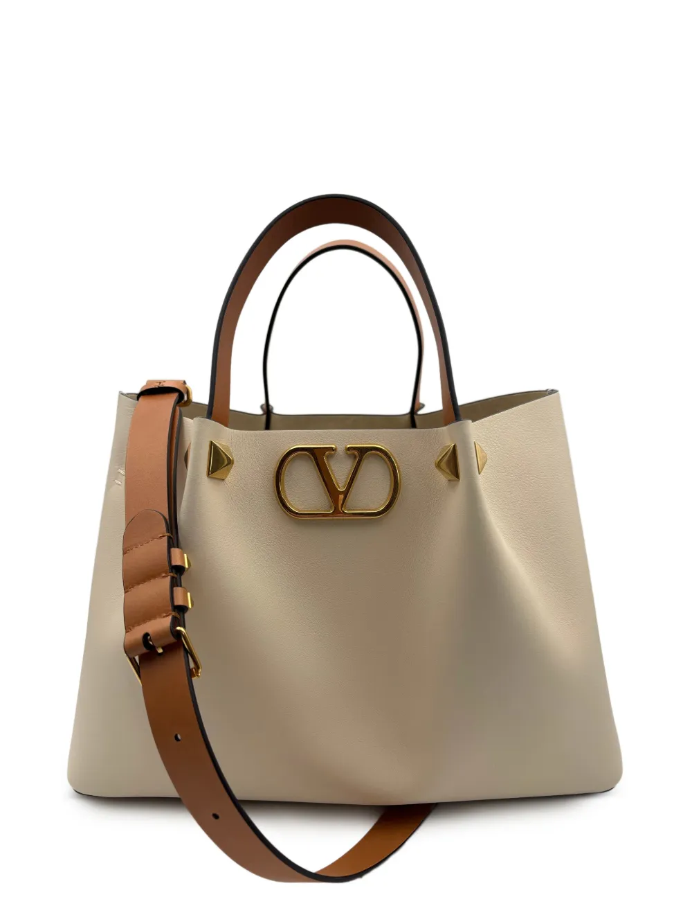 Valentino Garavani Shopper met logo applicatie Beige