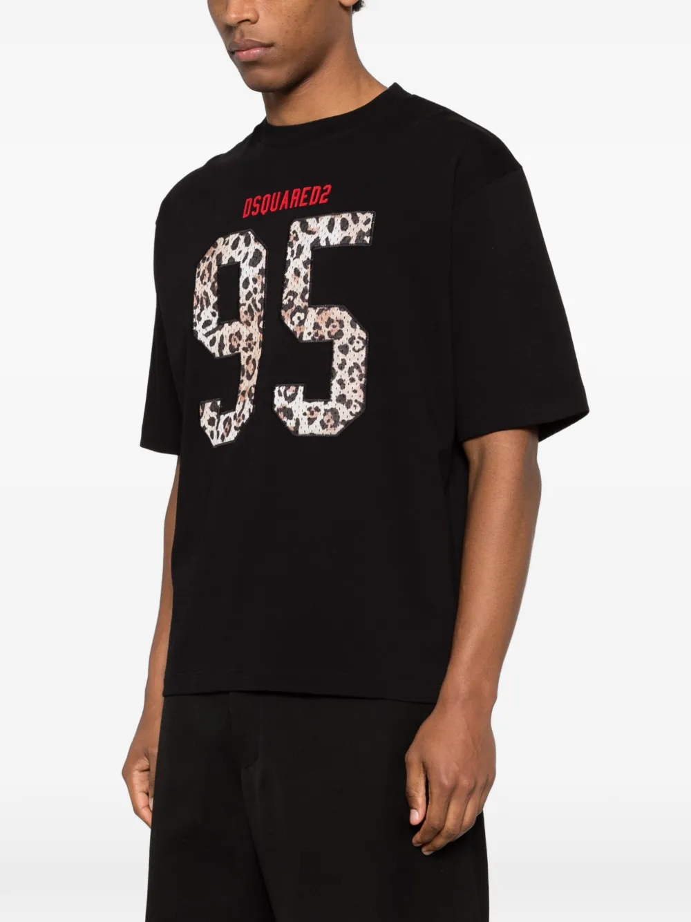 DSQUARED2 Wild2 ruimvallend T-shirt Zwart