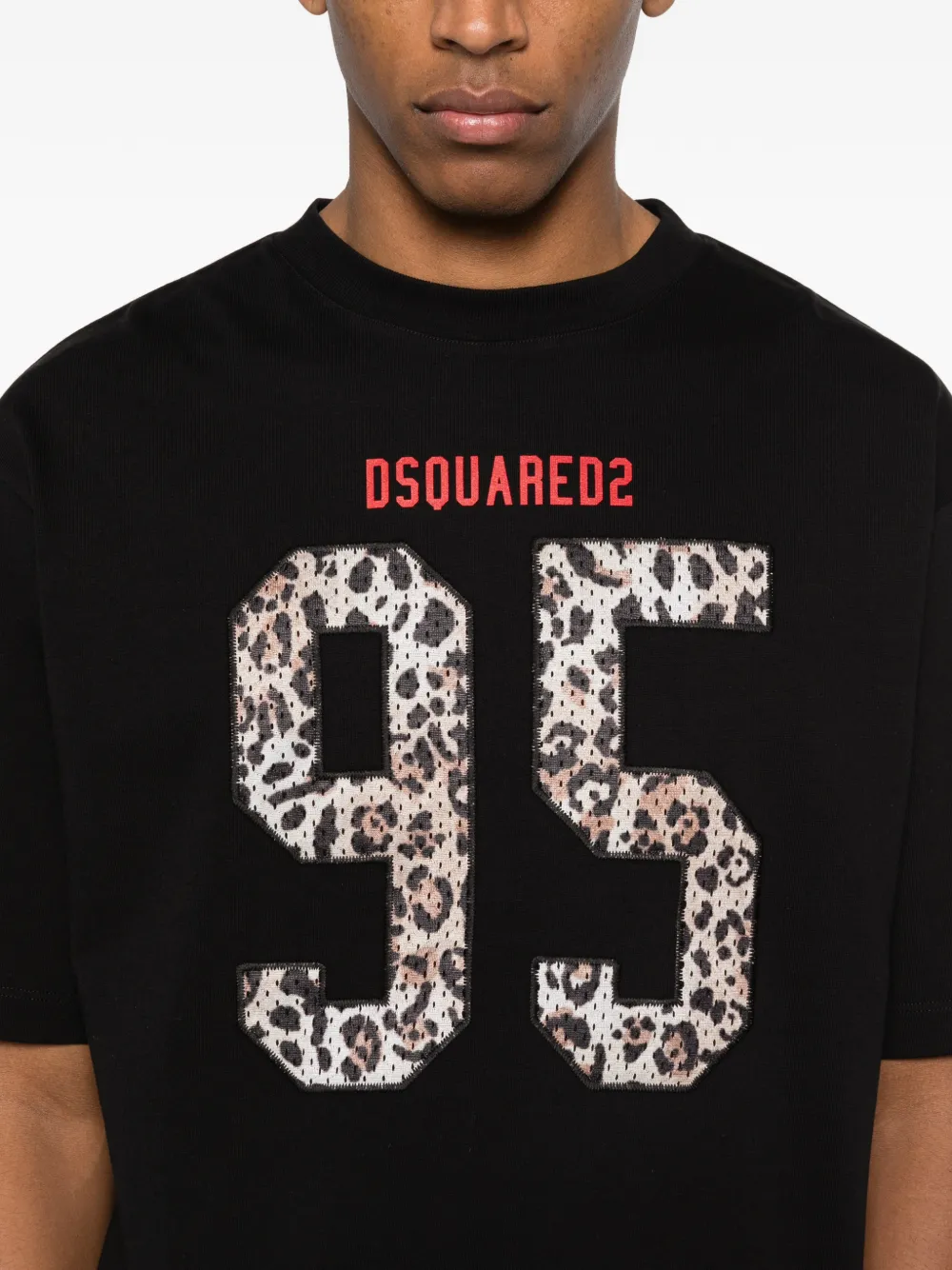DSQUARED2 Wild2 ruimvallend T-shirt Zwart