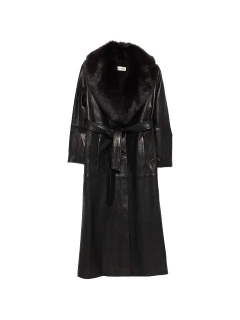 Nour Hammour Dakota fur-collar belted coat
