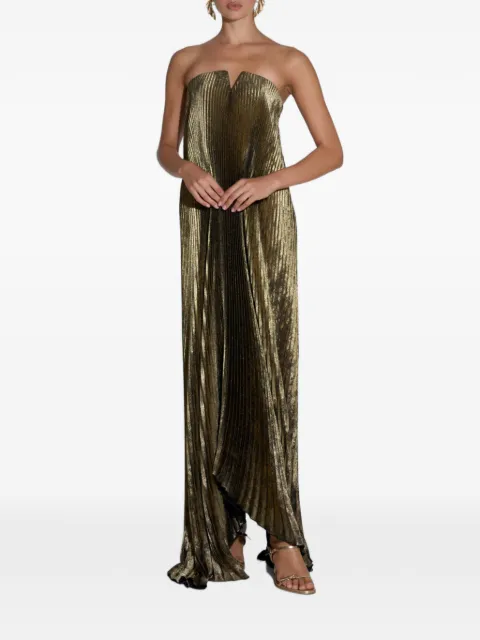 L'IDÉE Black Tie pleated strapless maxi dress