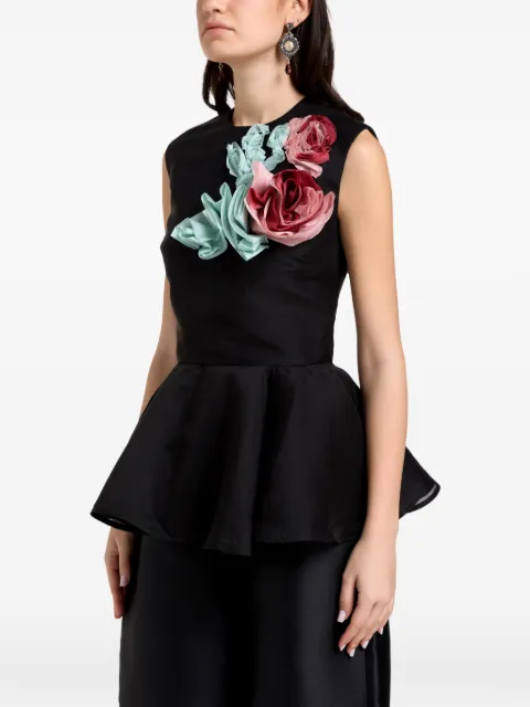 Marques'Almeida floral-appliqué peplum top