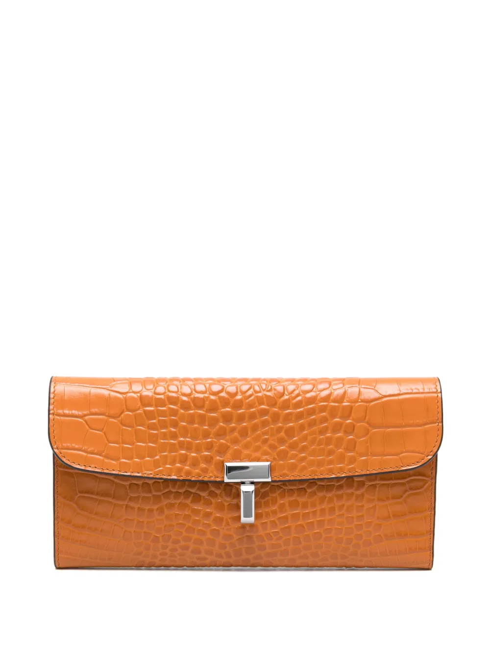 TOTEME T-lock crocodile-embossed wallet - Arancione