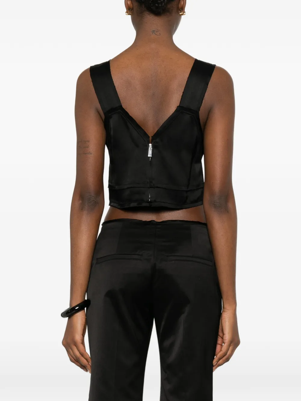 TOTEME Cropped satijnen hemd Zwart
