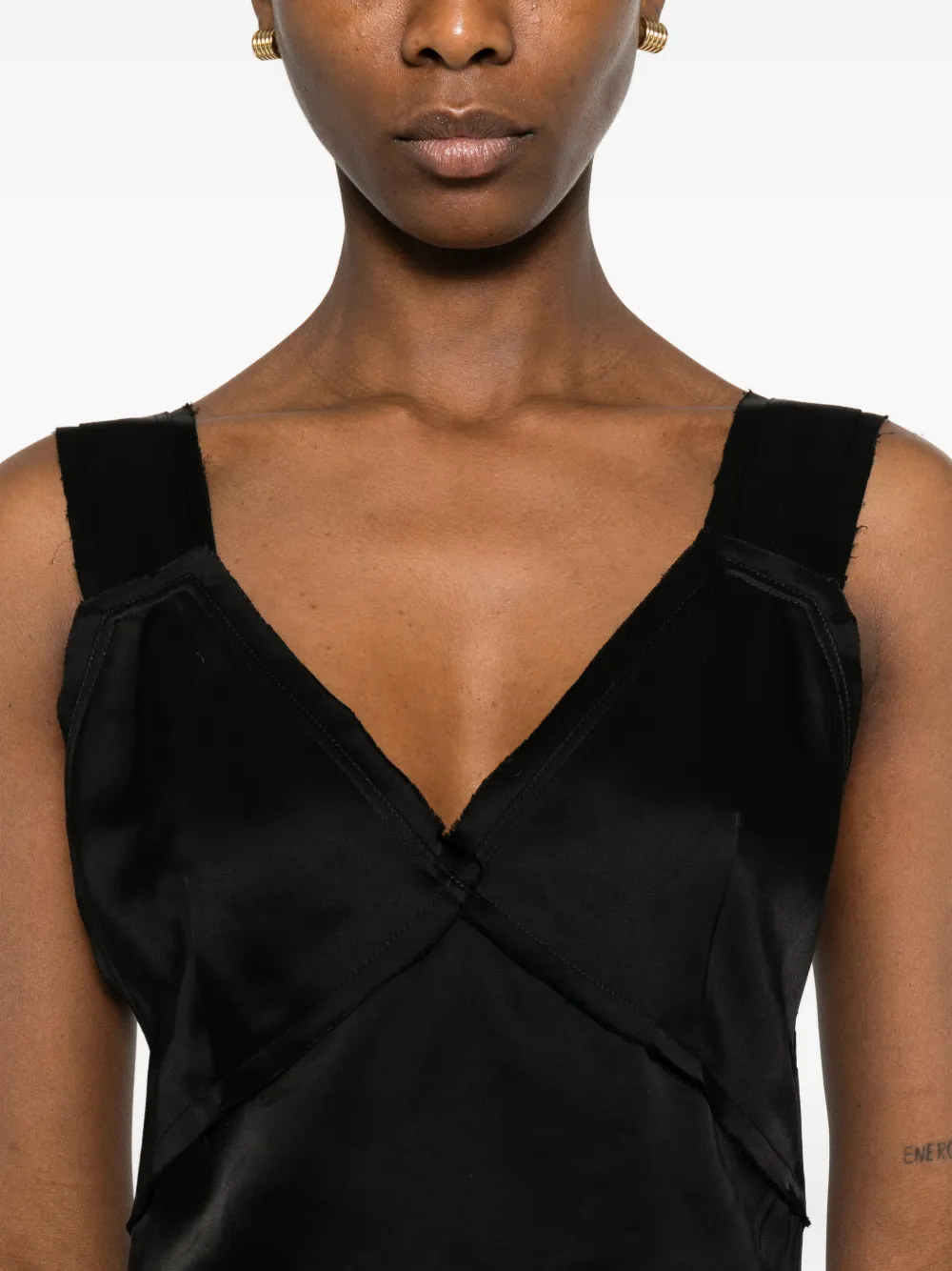 TOTEME Cropped satijnen hemd Zwart
