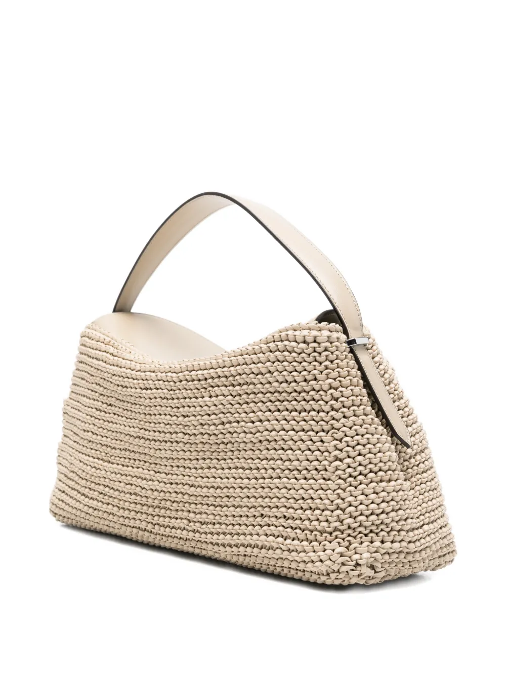 TOTEME T-Lock tas van geweven leer met handvat Beige