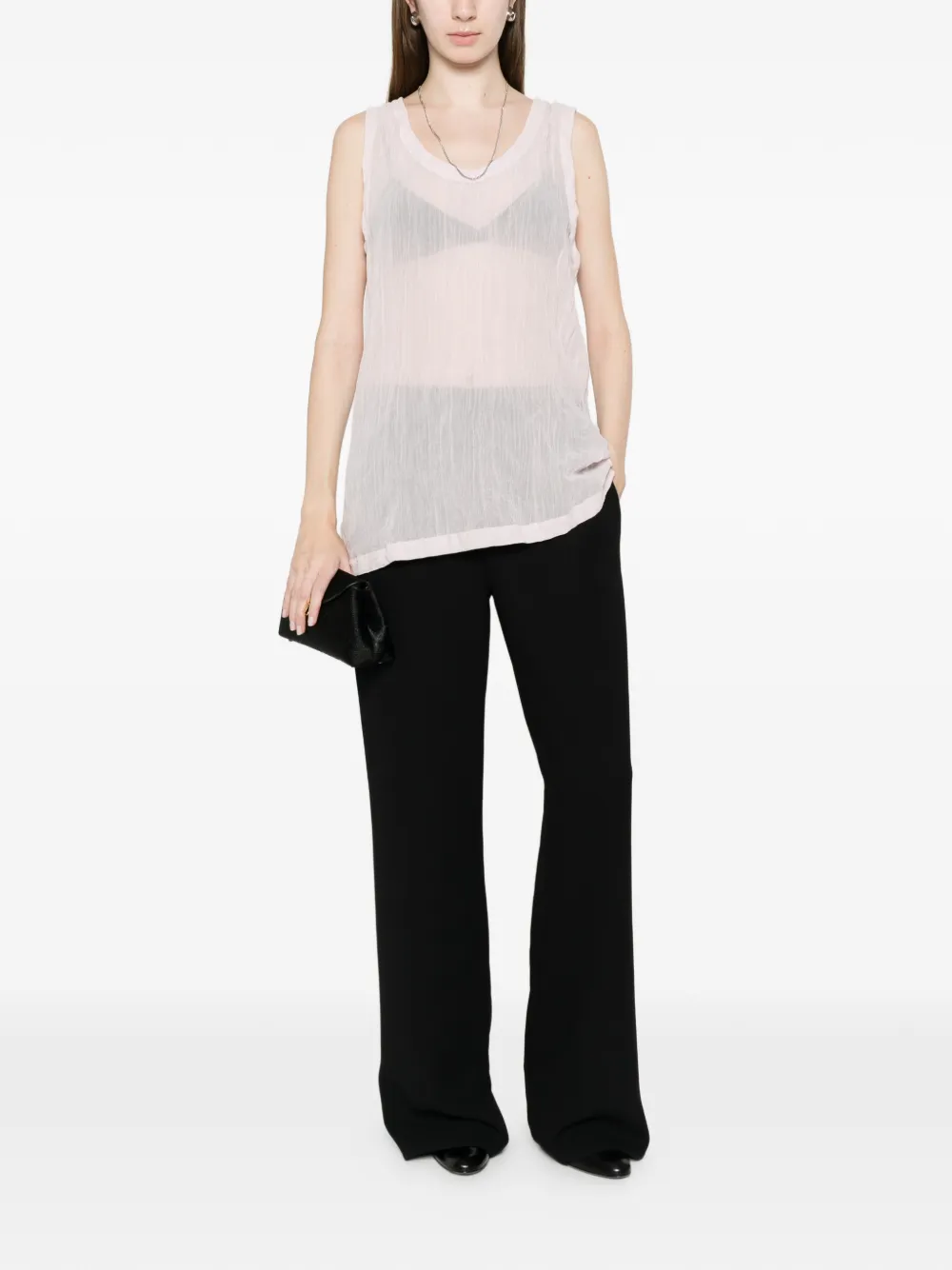 TOTEME Tanktop met gekreukt gaas Roze