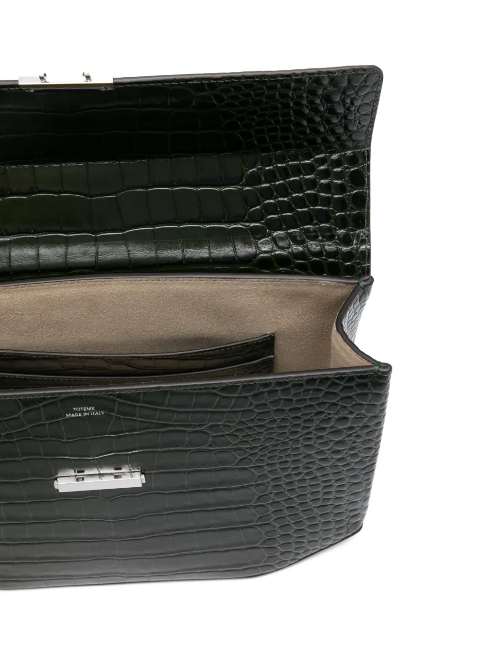 TOTEME Clip tas met handvat met krokodillen-reliëf Groen