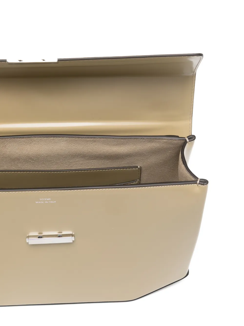TOTEME Clip polished-leather Top Handle Cashew | Neutrals | FARFETCH