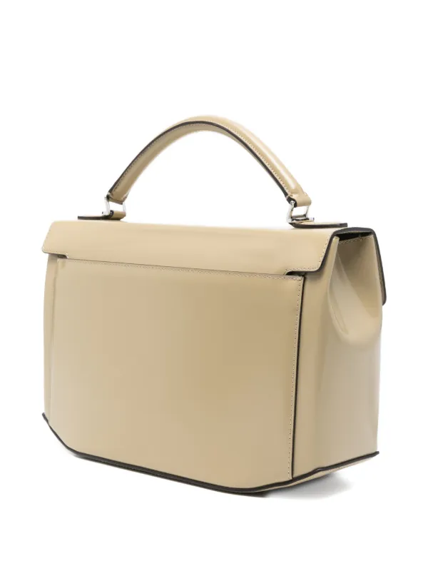 TOTEME Clip polished-leather Top Handle Cashew | Neutrals | FARFETCH