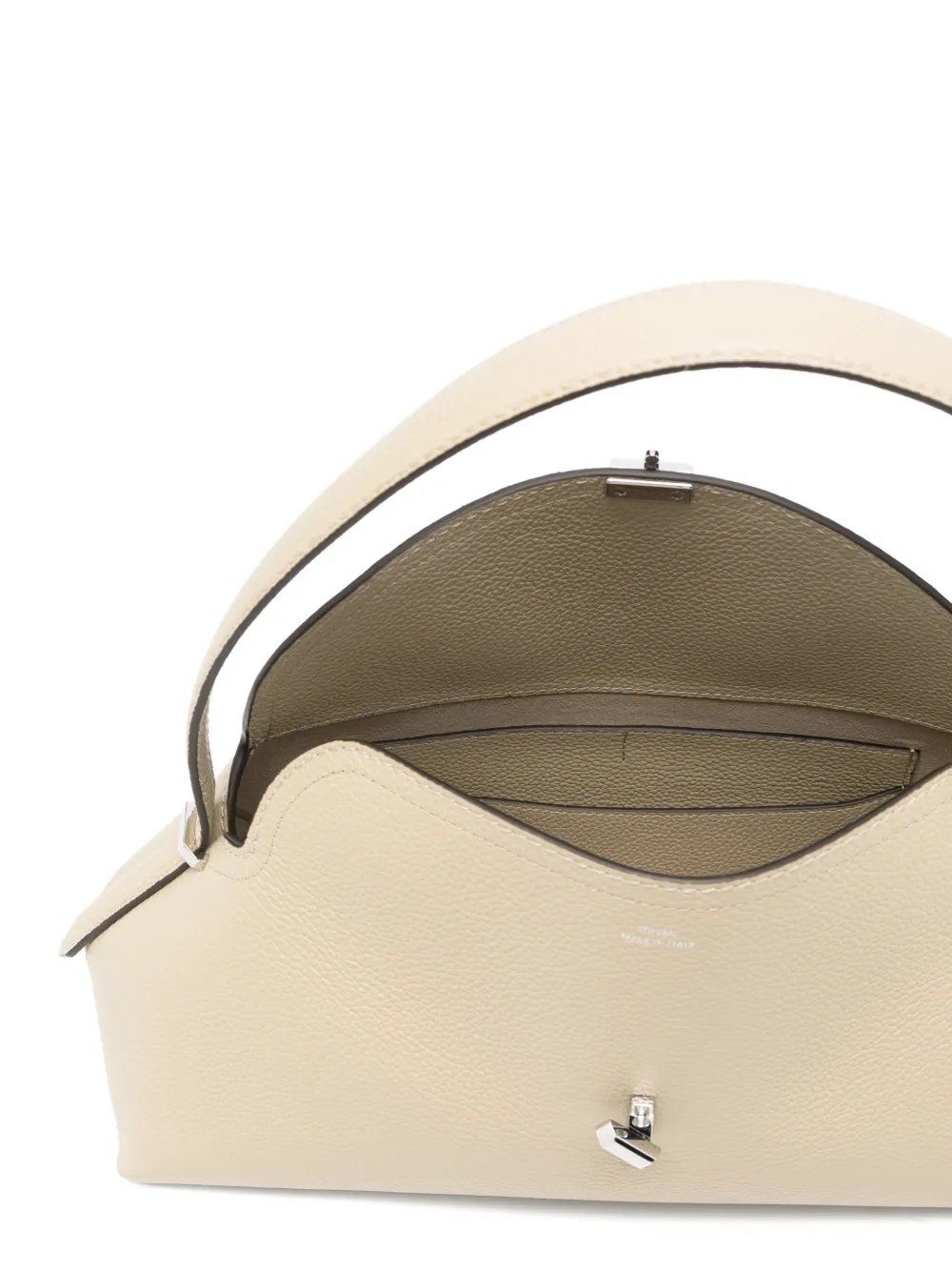 TOTEME Medium schoudertas van bewerkt leer met T-sluiting Beige