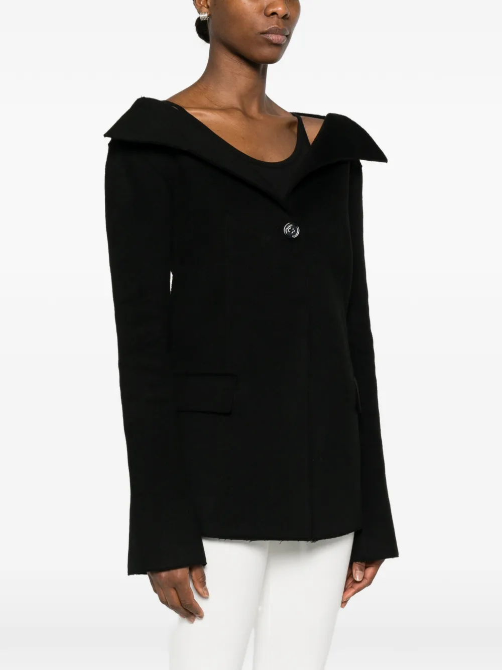  Toteme Open Collar Jacket - Black 
