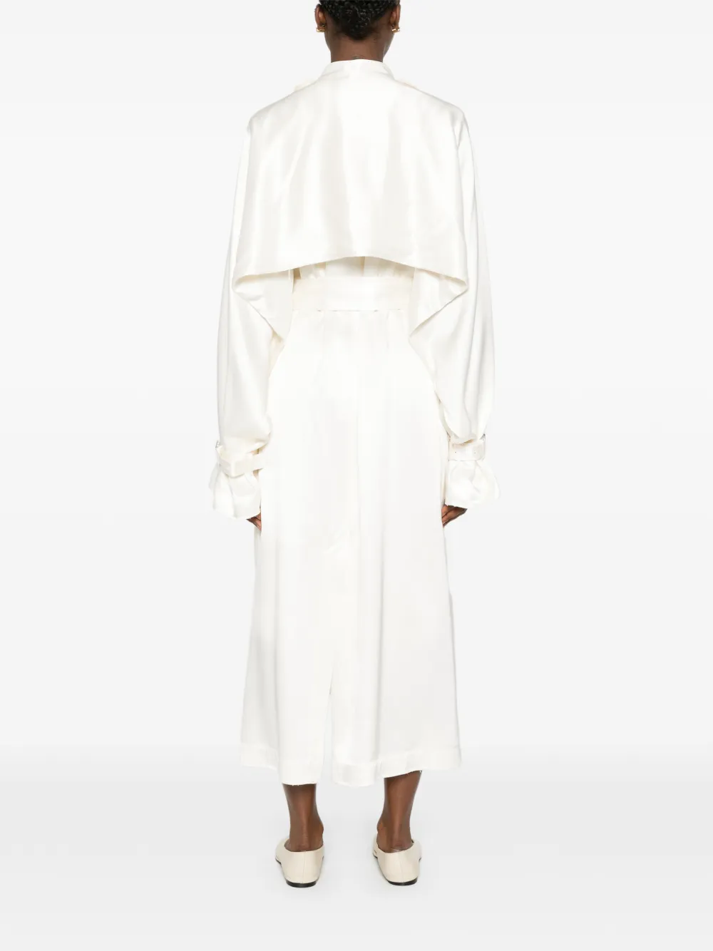 TOTEME Gedrapeerde satijnen trenchcoat Wit