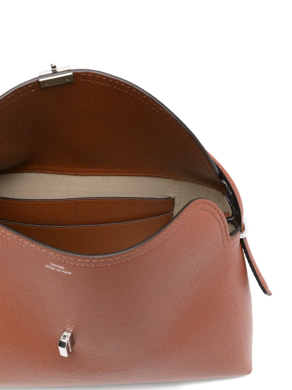 TOTEME T-Lock tas van bewerkt leer met handvat Bruin