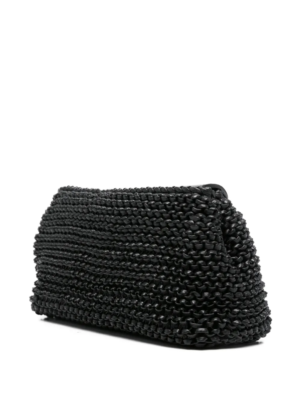  Toteme Mini T-lock Woven Leather Clutch Bag - Black 