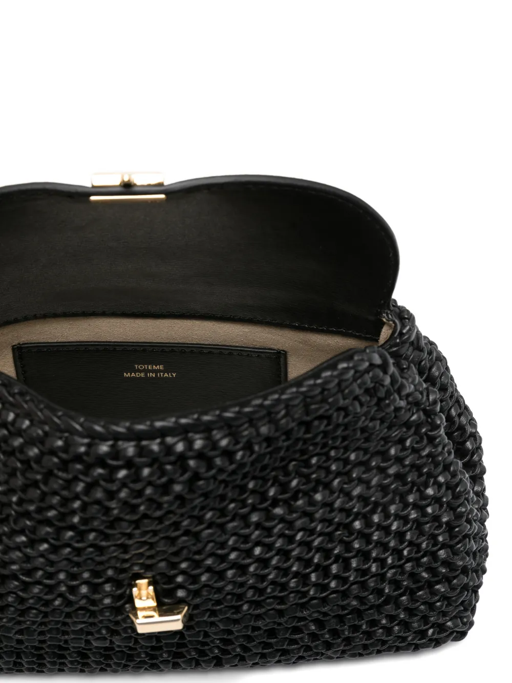 TOTEME T-Lock geweven leren mini-clutch Zwart