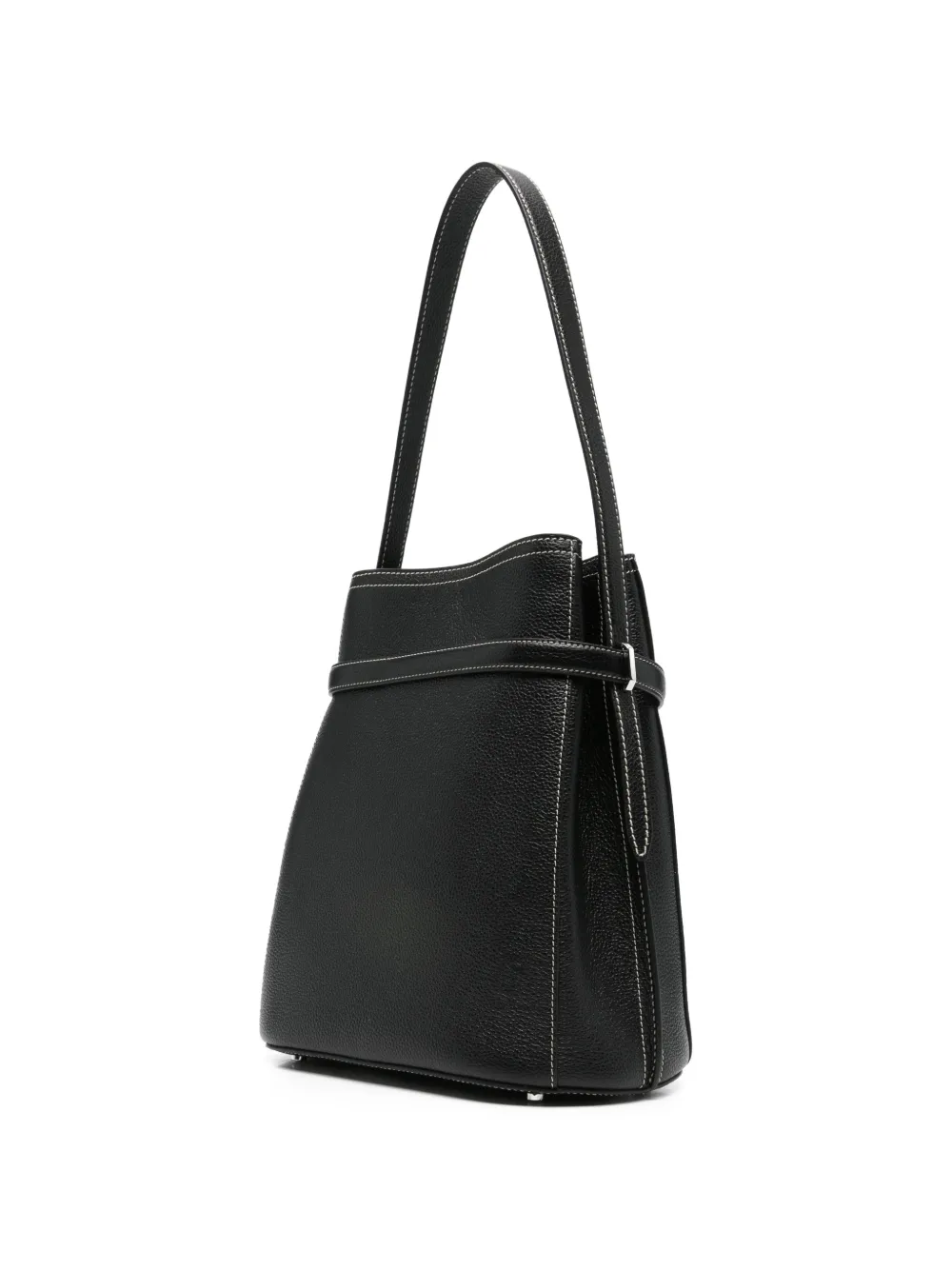  Toteme Belted Grained Leather Bucket Bag - Black 