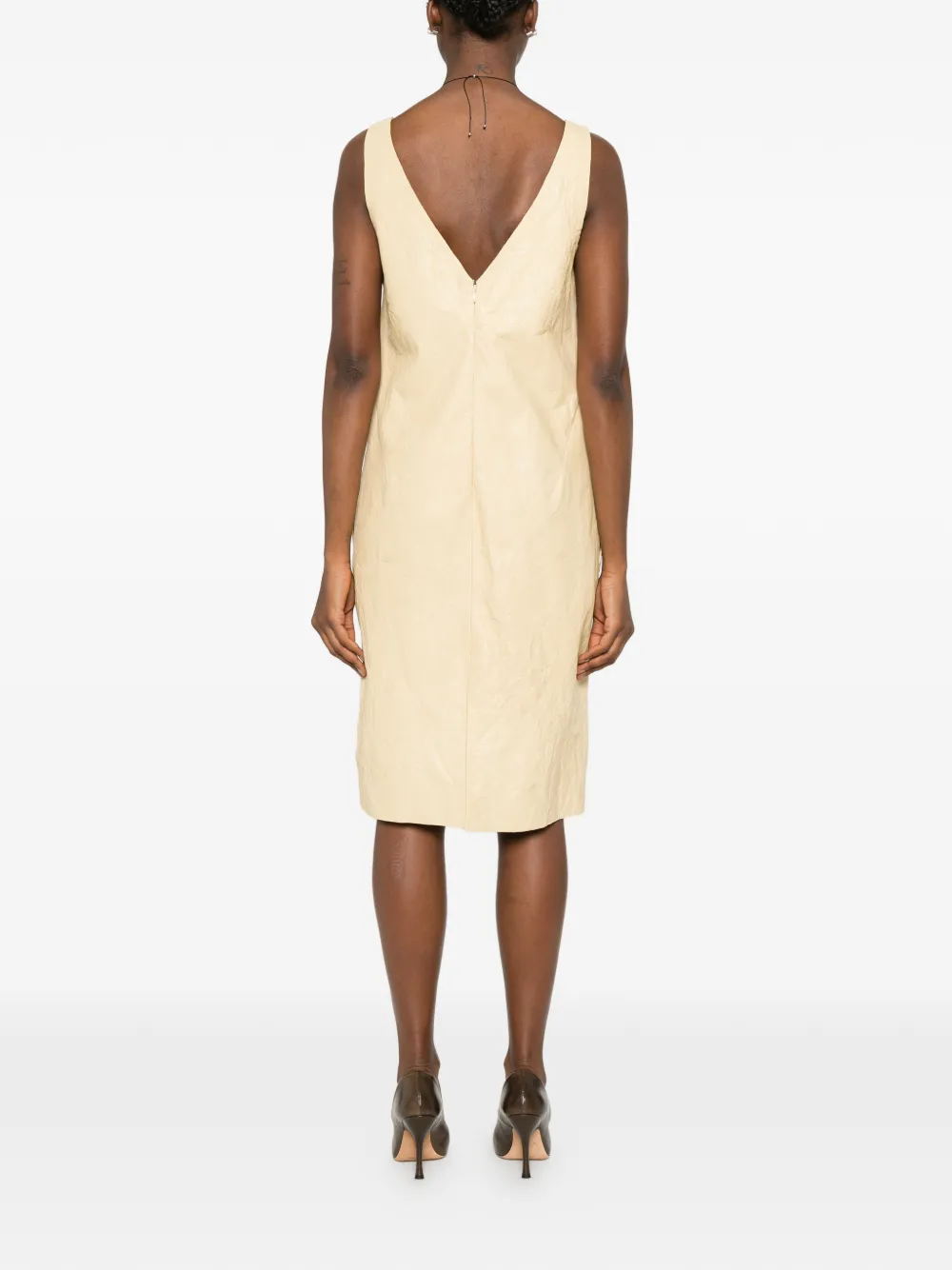 Crinkled V-Neck Dress