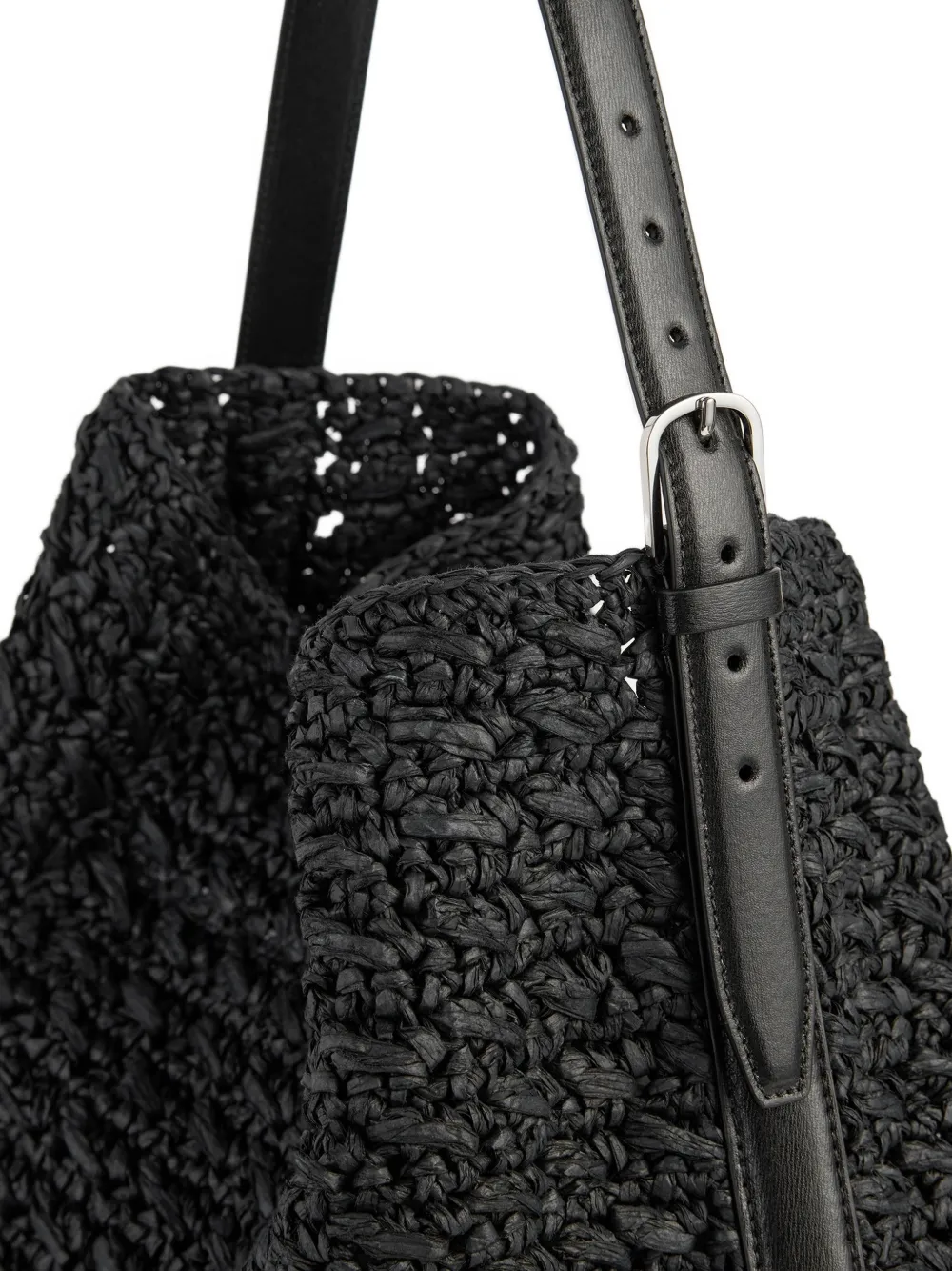 TOTEME Raffia shopper met band Zwart