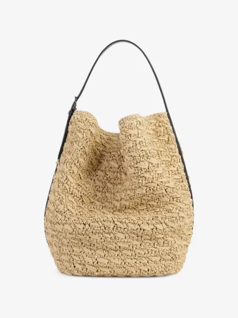 TOTEME belted paper raffia tote bag 