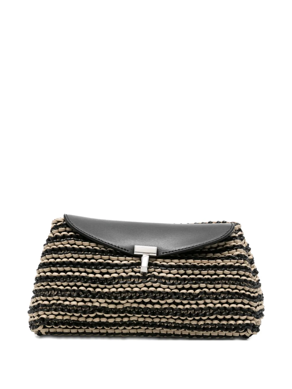 TOTEME woven-leather t-lock clutch - Nero