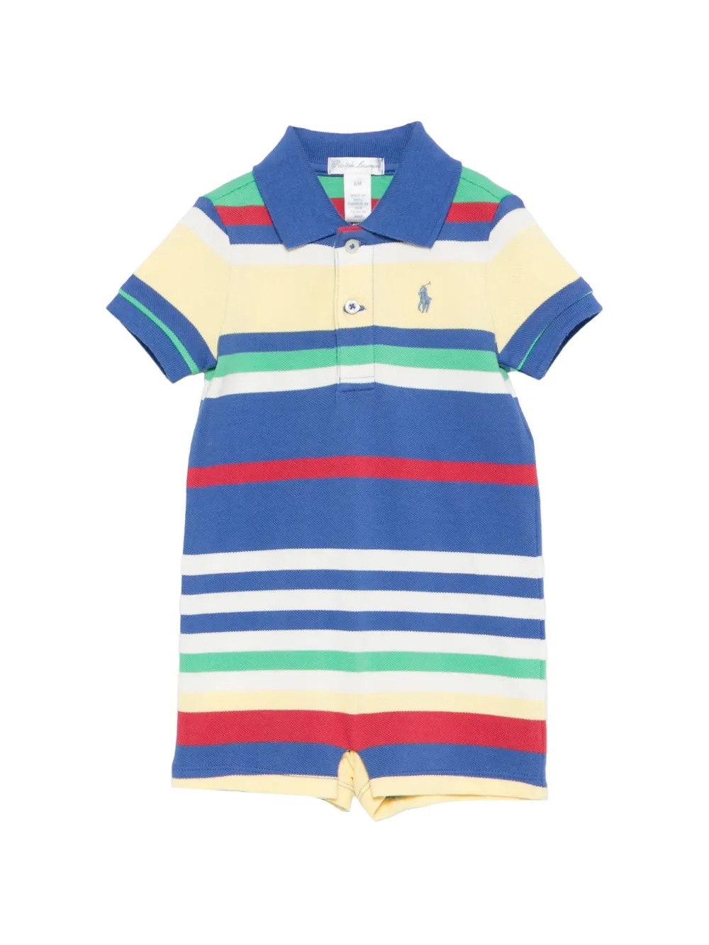 POLO RALPH LAUREN KIDS striped polo-collar romper - Blu