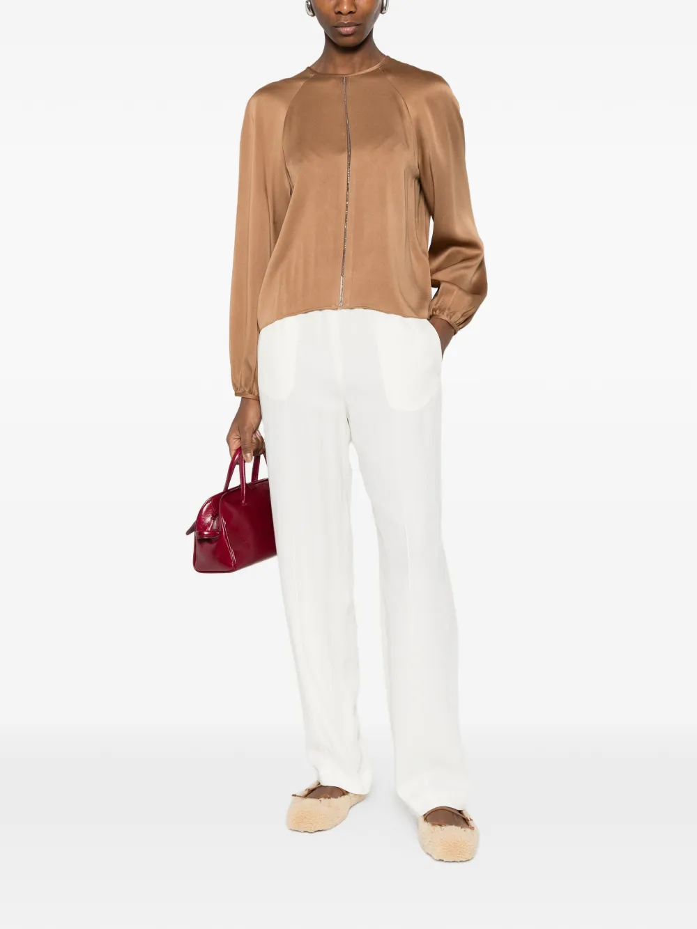 Fabiana Filippi Broek met elastische tailleband Beige