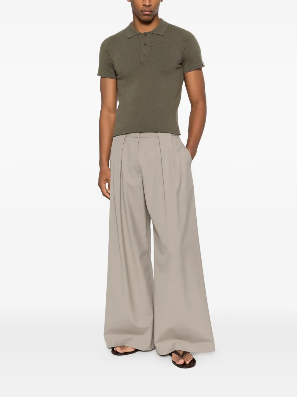 extreme cashmere Poloshirt met Salamander kraag Groen